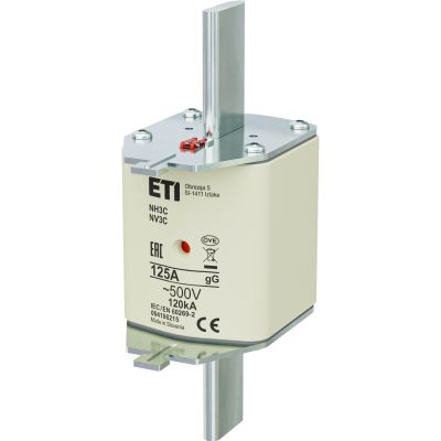 Wkładka topikowa NH zwłoczna KOMBI NH3C gG 125A 500V 004186215 ETI (004186215)